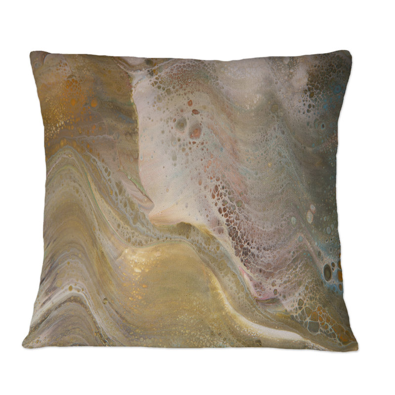 Coussin décoratif brun et gris Marble Waves, 16 po x 16 po