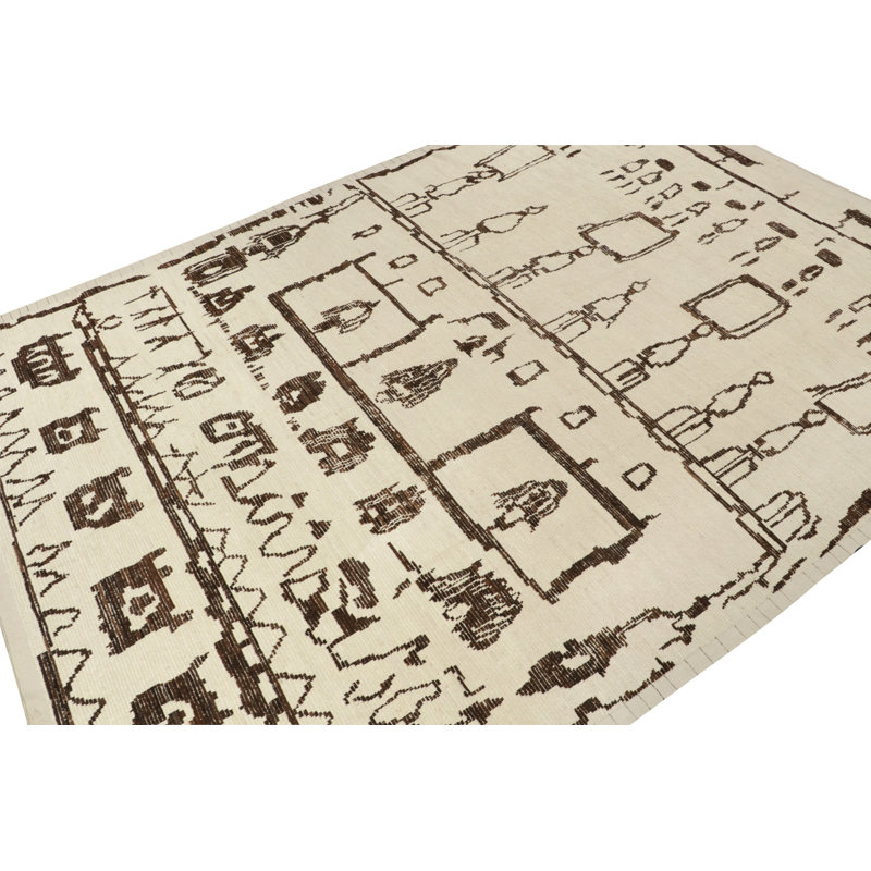 Moroccan Hand Knotted Wool Geometric Area Rug, Rectangle 8' x 10'