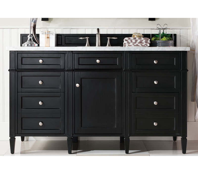 Brittany 60 in. Single Vanity, Smokey Celadon, Eternal Jasmine Pearl, 8" Widespread