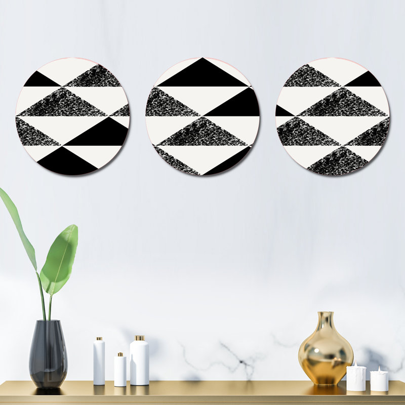 Ensemble de 3 décorations murales triangles monochromes