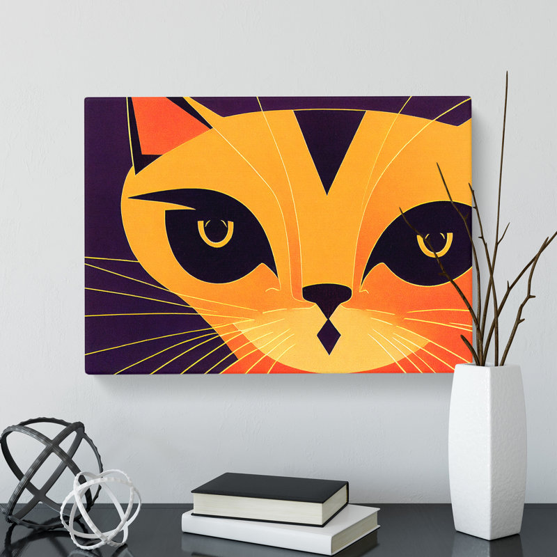 Cat Deco - Wrapped Canvas Print, 40cm H x 60cm W x 3cm D