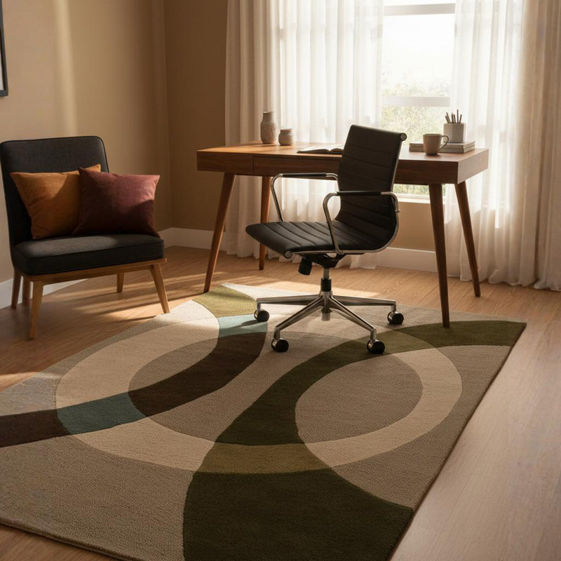 Bense Garza Tan Area Rug, Brown/Cream/Green/Tan, Rectangle 7'9" x 10'6"