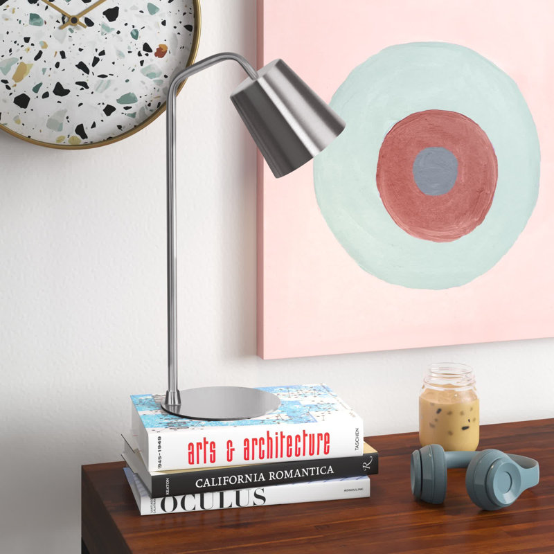 Adjustable Brushed Nickel Metal Desk Lamp with Slim Base