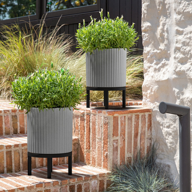 Jardinière Demi Series avec support, 2, Gris / Noir, H 16 po x l 10,5 po x P 10,5 po