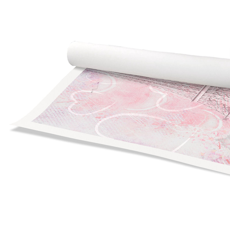 «Pink Day in Paris Glam France Eiffel Tower», reproduction d'art graphique sur papier sans cadre