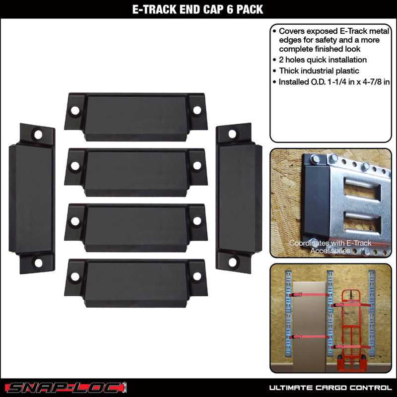 SNAP-LOC E-Track End Cap Heavy Duty Plastic 6-Pack