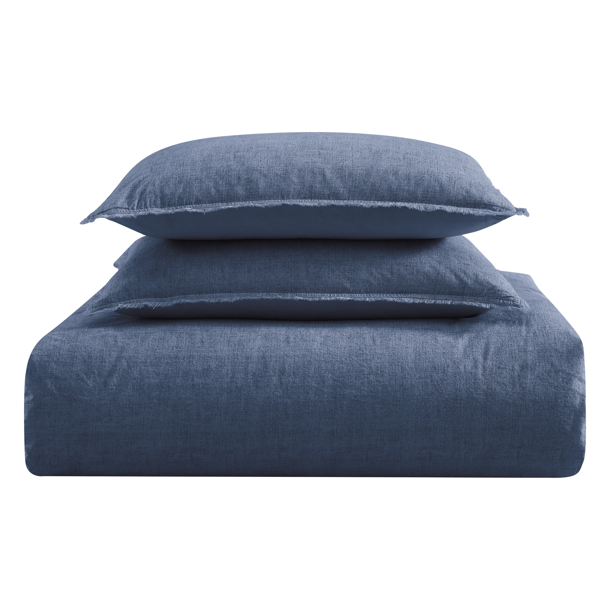 Emington Cotton Comforter Set, Full/Double Comforter + 2 Standard Shams, Denim Blue