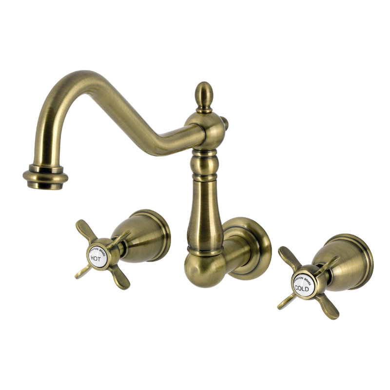 Kingston Brass Essex Two-Handle 3-Hole Wall Mount Roman Tub Faucet, Antique Brass