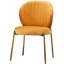 Chaise contemporaine contemporaine en velours jaune pour salle à manger - siège rond, rembourrage épais, structure en métal lisse, style l 19 po x H 30,5 po, coussin moelleux, base-205130597