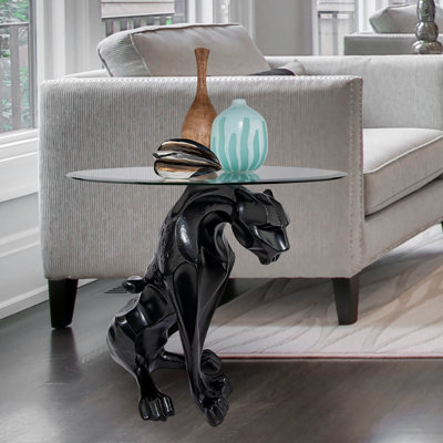 Table de bout noire Figurine Jaguar