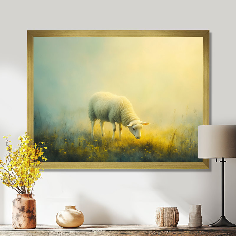Dokun Sheep Portrait Smooky Dream II - Sheep Wall Art, H 30 po x l 40 po, Reproduction encadrée d'une seule photo, Doré