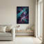 «Swirling» sarcelle et rubans magenta, art sur toile-1401324736