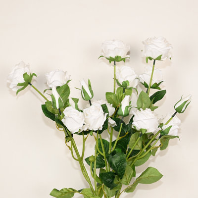 28" Artificial Spray Roses Floral Arrangement For Vase Filler, Farmhouse Greenery Foliage Branch Long Stem Flower Bulk Bouquet For Wedding Party Home Office Table Centerpiece Shelf Decorations