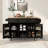 Kitchen Cart With Rubber Wood Drop-Leaf Countertop ,Cabinet Door Internal Storage Racks,Kitchen Island On 5 Wheels With Storage Cabinet And 3 Drawers For Dinning Room-1381994262