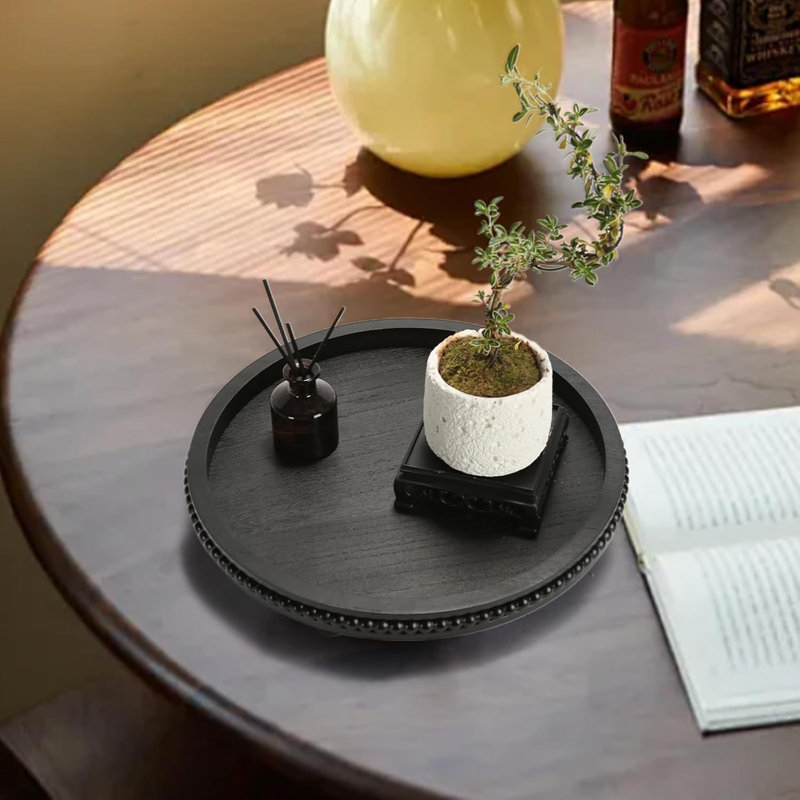 Plateau décoratif en bois perlé pour table basse, centre de ferme rustique avec bord perlé unique, plateau de service en bois durable pour la décoration intérieure