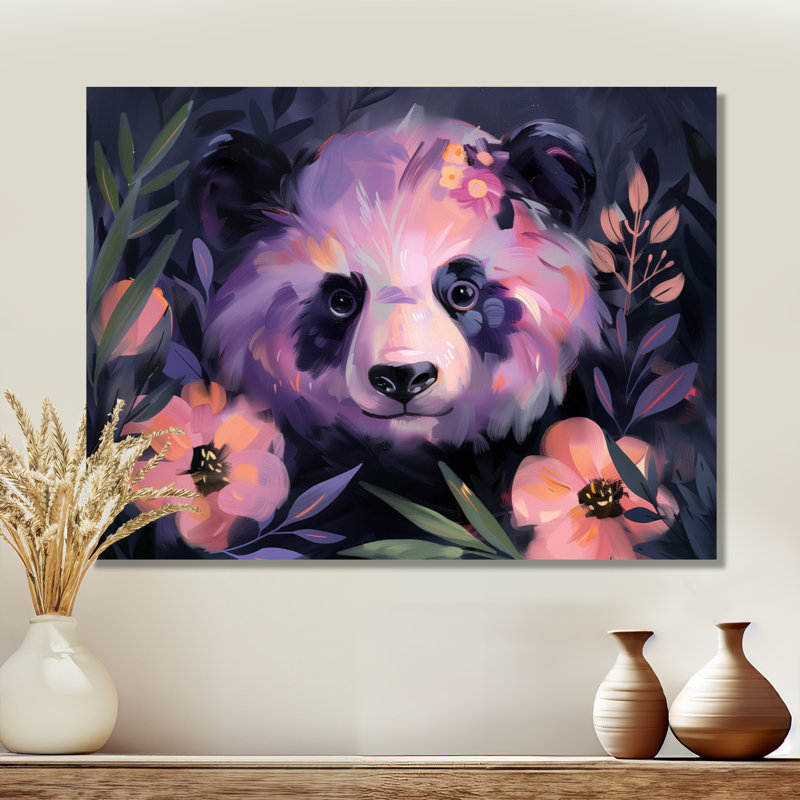 Reproduction d'art mural Panda Jungle Blooms II, Toile tendue, H 24 po x l 32 po