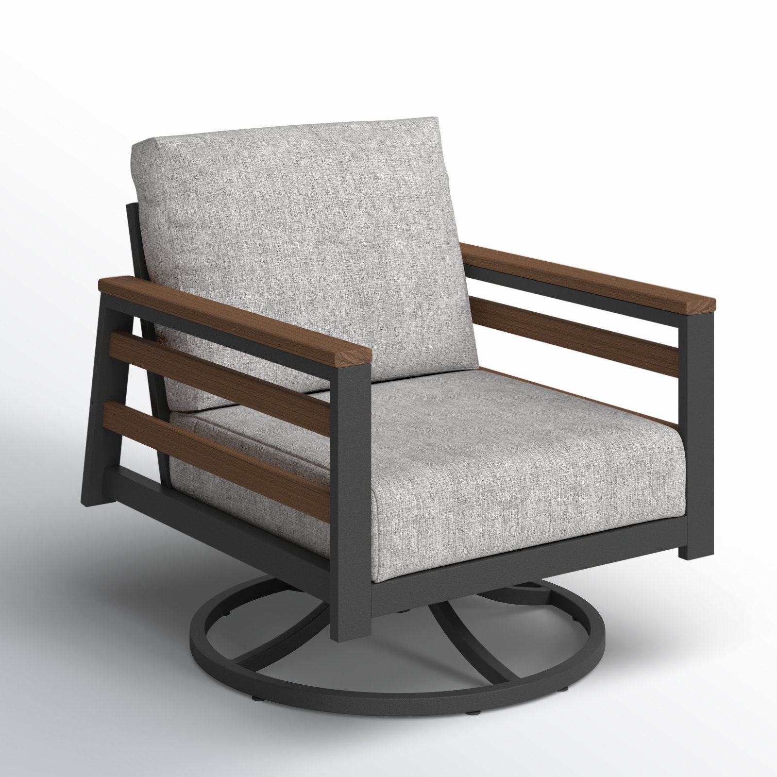 Townsend Sunbrella® Metal Swivel Patio Rocking Chair, Canvas Granite, Brown