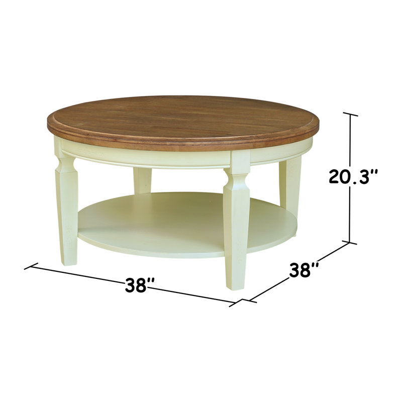 Christos Solid Wood Single Coffee Table, Hickory/Shell White