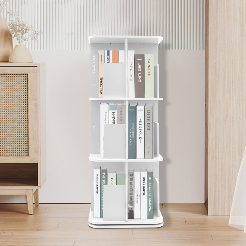 Mencos 38"H X 15.4"W 3-tier Rotating Corner Bookcase, White