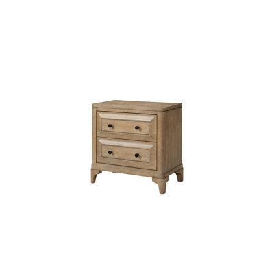 2 Drawer Nightstand In Sand Color - Felt Lined & Lined, Charging, Solid Wood + Furniture Sand 2 Form , Top Element, Bottom Drawer, Custom Hardware, Charging