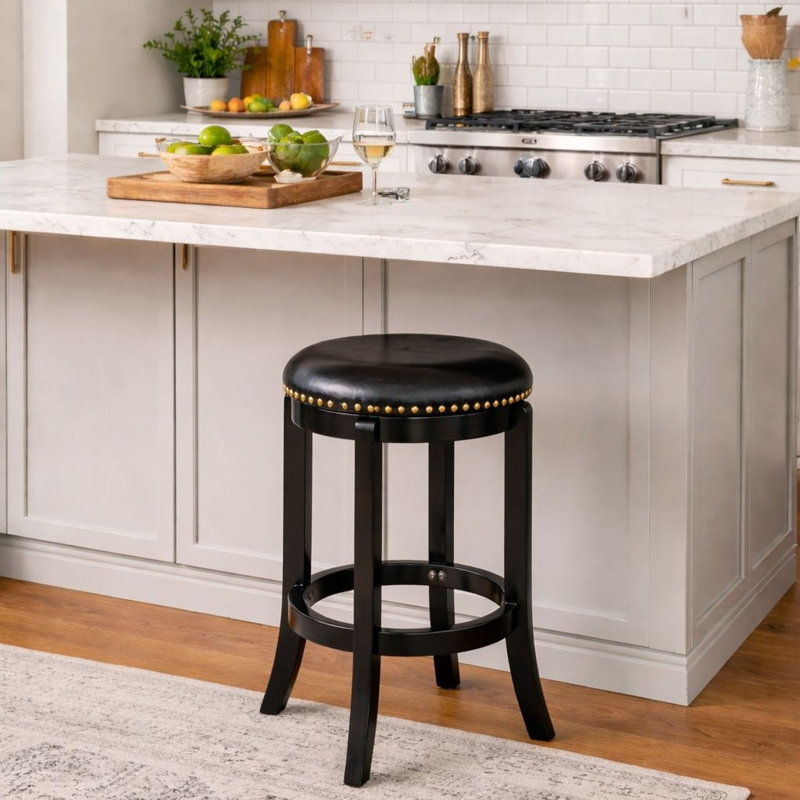 Tabouret de bar pivotant en bois massif