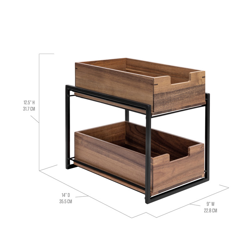  Rangement à 2 niveaux en bois d'acacia