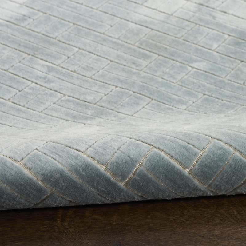 Nourison Washable Charm 2' x 6' Blue Ivory Modern Indoor Rug, Runner 2' x 6'