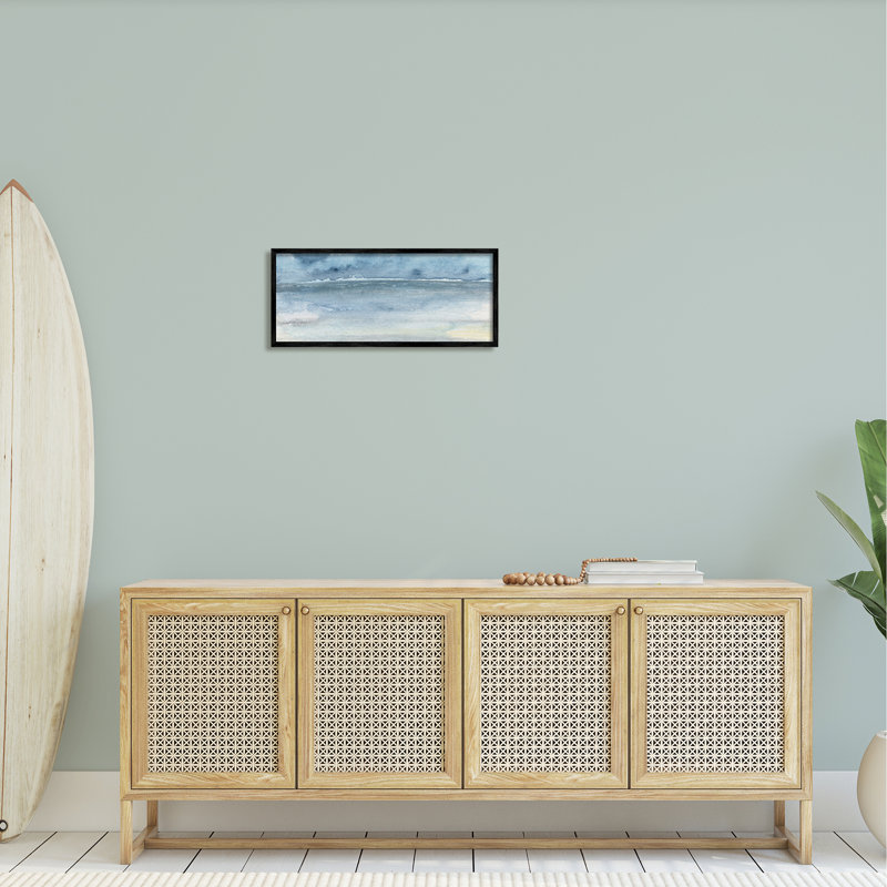 «Abstract Sea Waves Tide» par Regina Moore - peinture sur cadre flottant, Giclée encadrée noir minuit