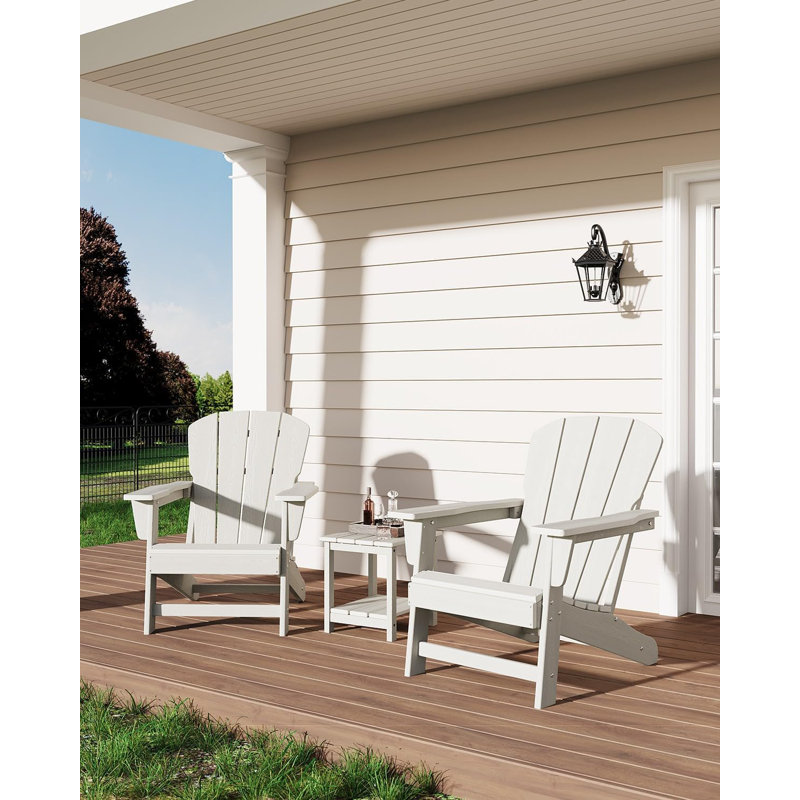 Modern HDPE Plastic Adirondack Chair - Oversize 380LB Poly Lumber Weather Resistant Firepit Chair - Outdoor Patio Chairs With Wooden Textured For Garden, Backyard, Lawn, Deck, Pool, Porch -