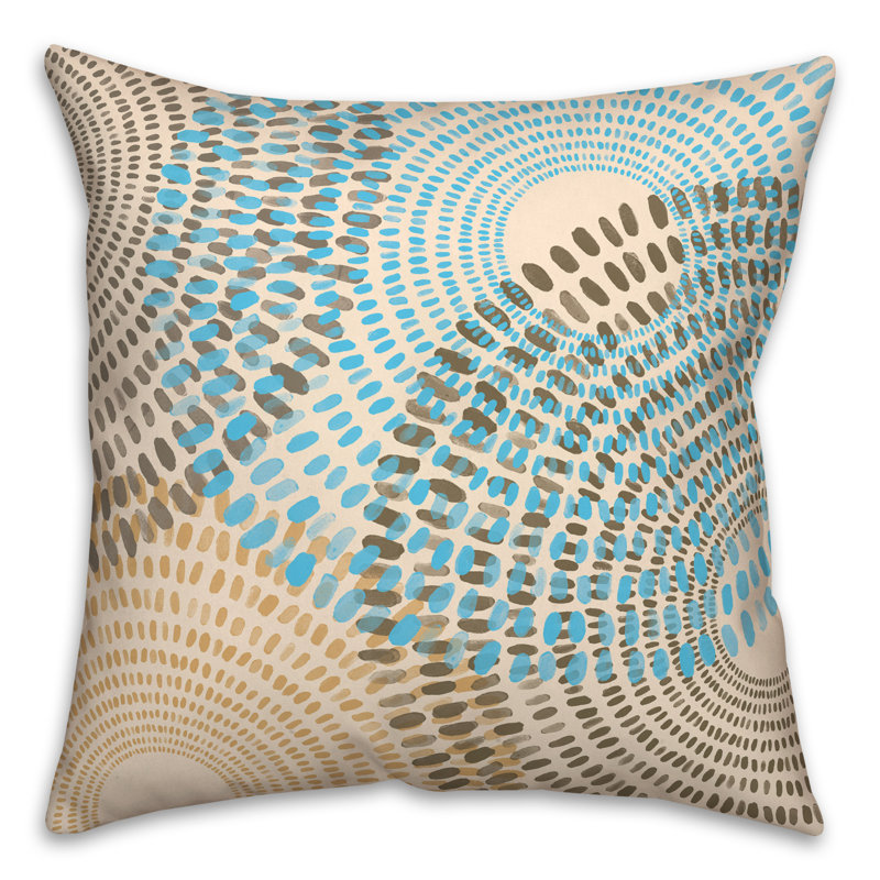 Geometric Outdoor Throw Pillow, Brown/Blue, Geometric 1