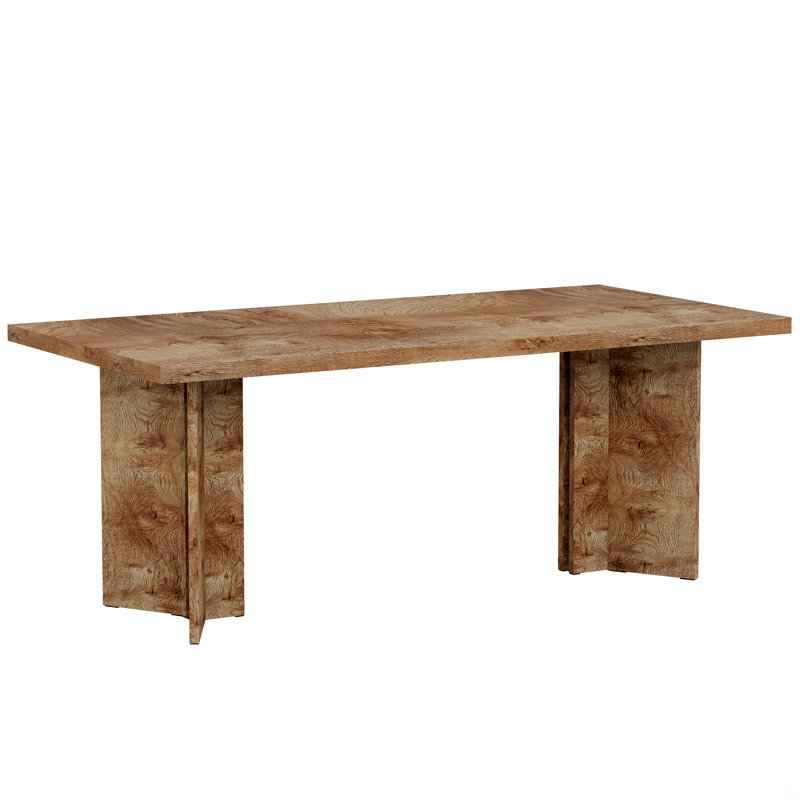 63" Farmhouse Executive Desk – Vintage Wood Computer Workstation With Thickened Tabletop, Large Writing & Conference Table For Home Office Or Study