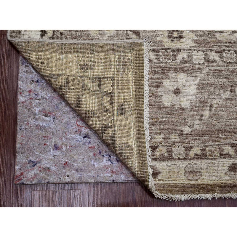 Tapis oriental brun en laine noué à la main 9 pi 0 po x 11 pi 9 po - MOA10289867