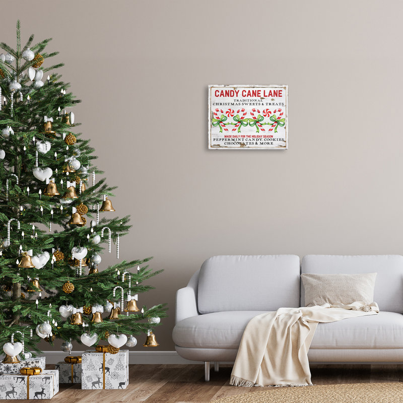«Candy Cane Lane», art mural sur toile par Creatif Belle, H 16 po x l 20 po