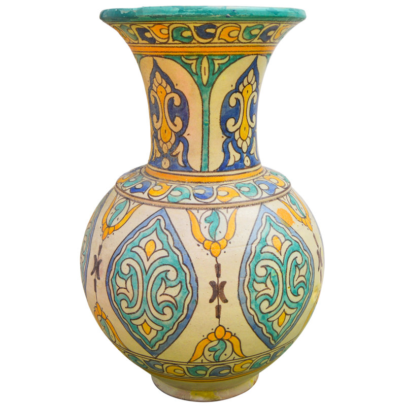 Vase de table intérieur / extérieur turquoise / orange / jaune / rouge 14 po