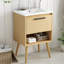 Meuble-lavabo 24 po avec lavabo, armoire de salle de bain multifonctionnelle avec tiroir, panneau de fibres à densité moyenne