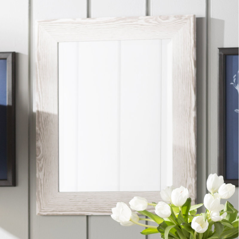 Solid Wood Flat Wall Mirror, 31.5" H x 27.5" W