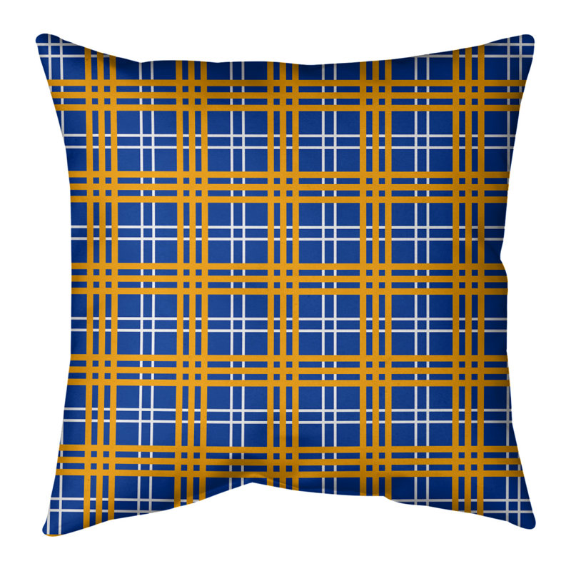 Coussin Los Angeles, 16 po x 1 po, Bleu / orange / blanc New York, Polyester/ Bourre en polyester