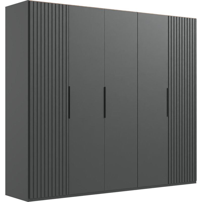 Anabelli 5 Door Manufactured Wood Wardrobe, Graphite