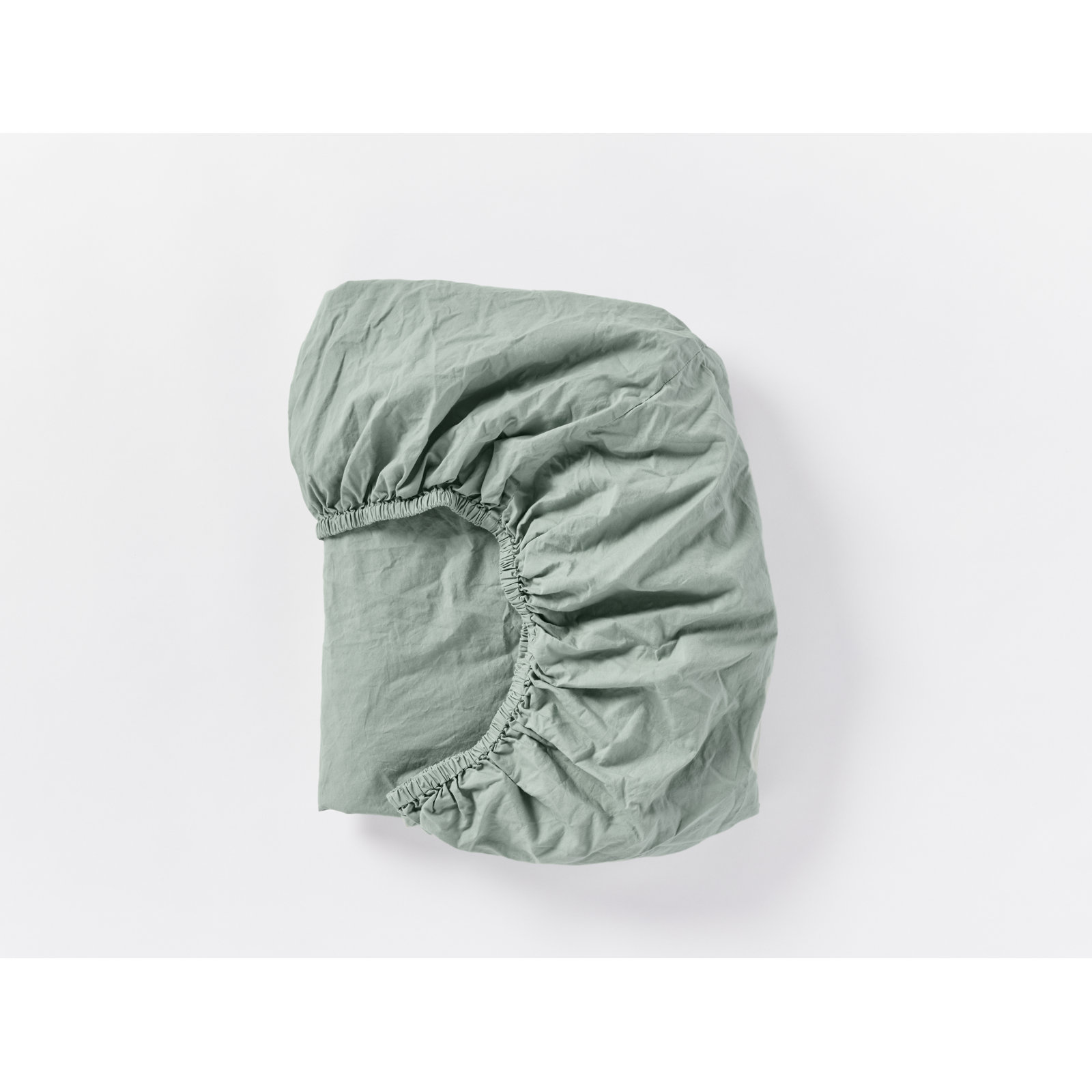 Crinkled 100% Cotton Percale Fitted Sheet, California King Fitted Sheet, Sage