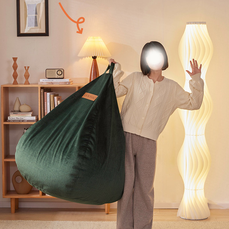 Vintage beanbag chair, 47.24" H x 47.24" W x 47.24" D, Green Velvet