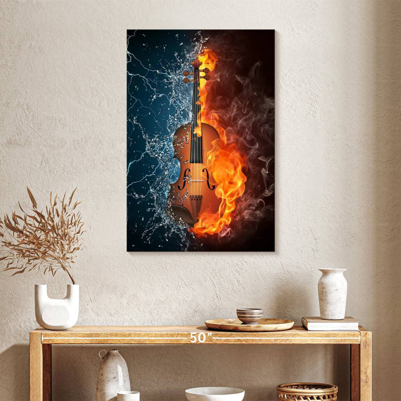 Abarca Water And Fire Violin, 36" H x 24" W