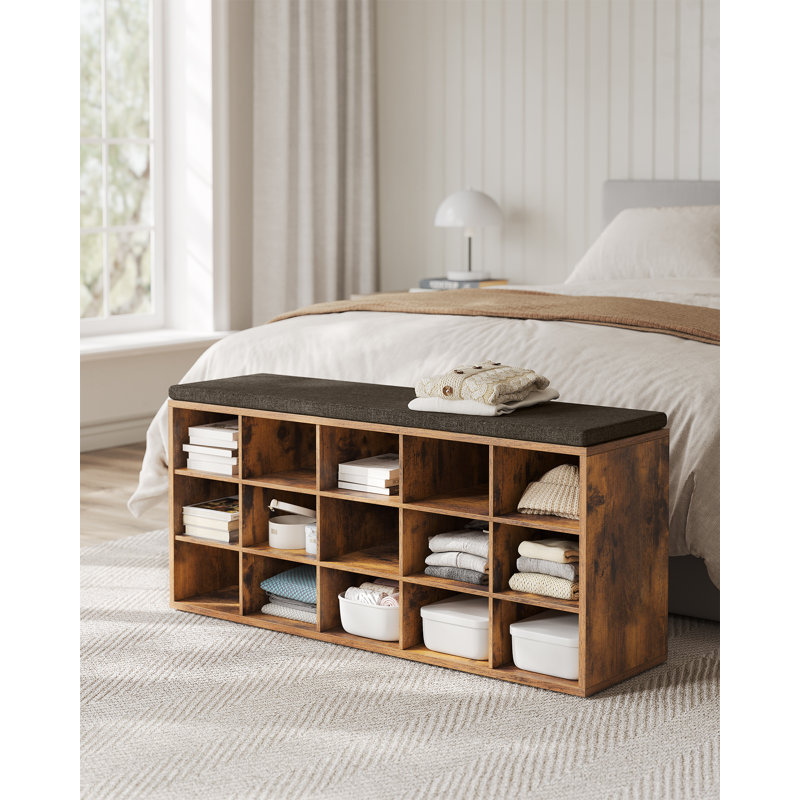 15 Pair Shoe Rack, Rustic Brown/Dark Brown