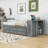 Twin Three Drawers Wood Platform Bed with Desk,Built-in Trundle and Storage Shelf-790077832