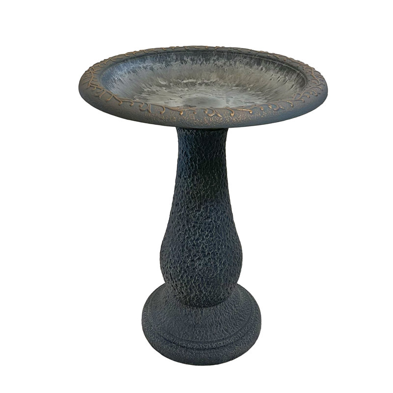 Birds and Beyond 19"D x 24"H Fiber Clay Birdbath Baringer Collection, Sand