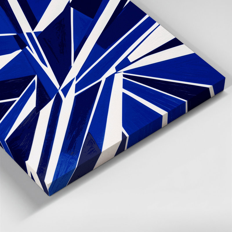 Hard Edge 53, art mural sur toile bleue, H 20 po x l 30 po