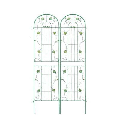 2 Pack Metal Garden Trellis - Rustproof Outdoor Plant Supports With Floral Design For Climbing Vines & Flowers