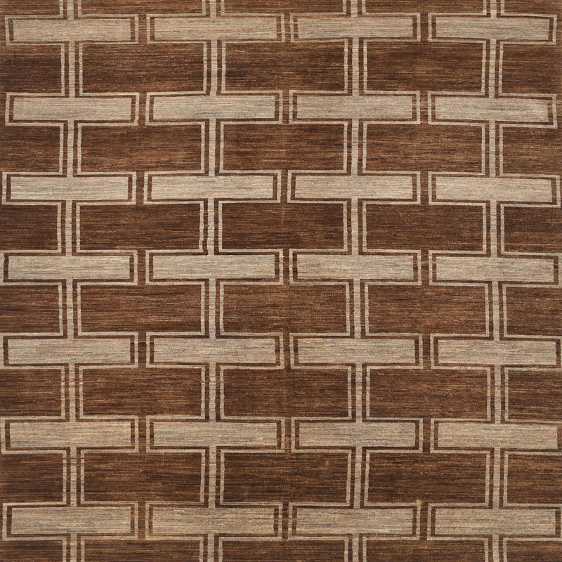 Tapis contemporain brun, Carré 5 pi