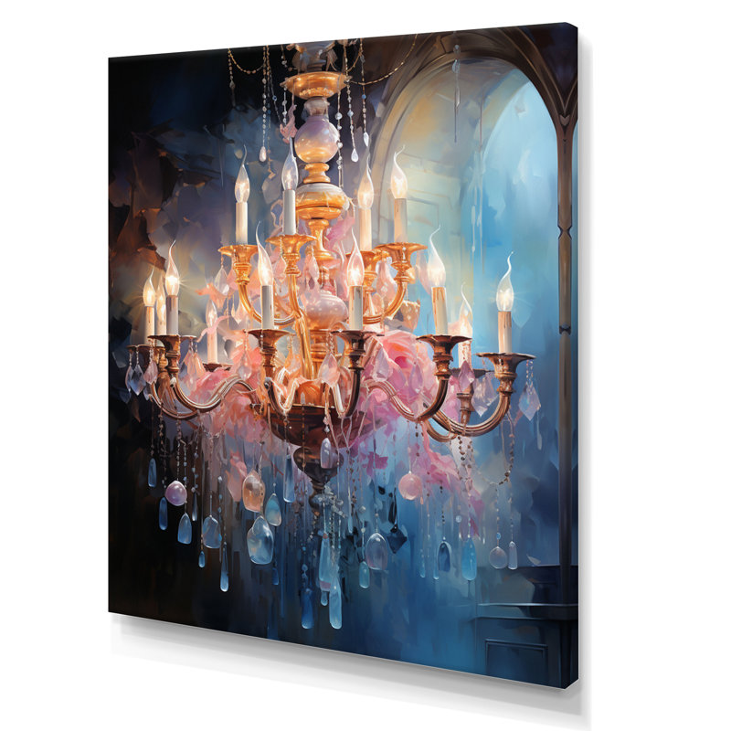 «Chandelier Glimmering Symphony Pointillism II», reproduction sur toile, H 32 po x l 16 po x P 1 po, Toile tendue