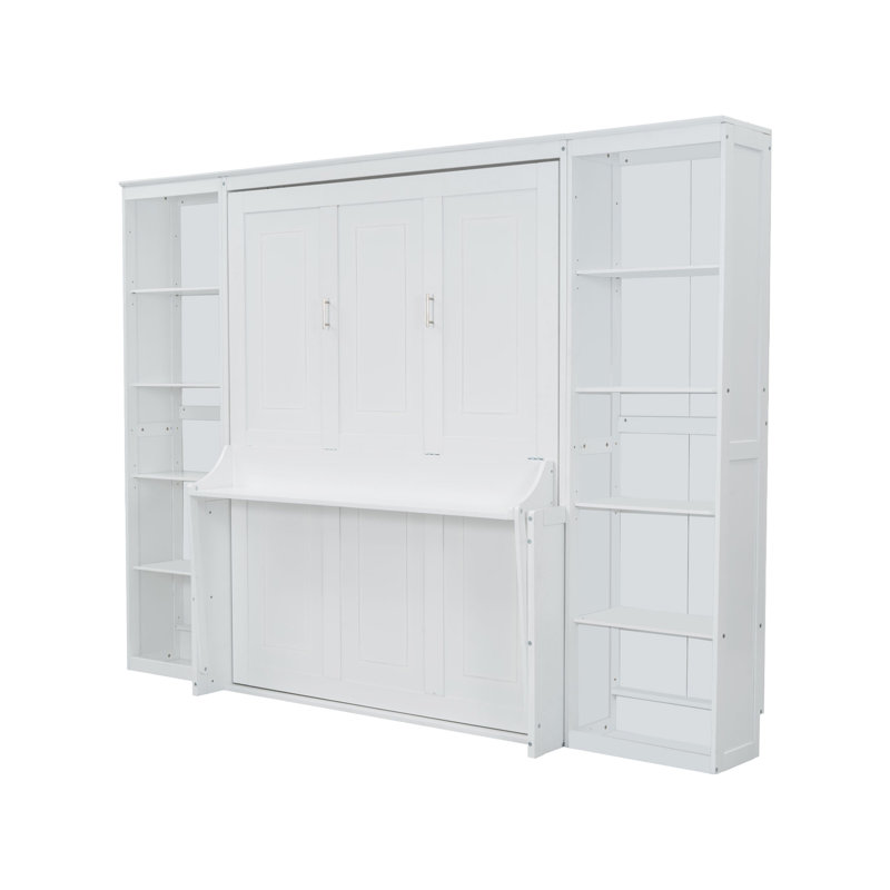 Lit escamotable avec bureau et bibliothèque Murphy, Blanc