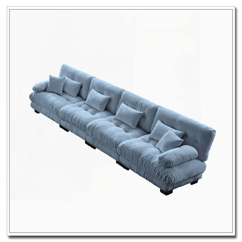 Canapé Cloud, canapé en chenille, Bleu + 4 sièges